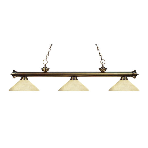 Riviera 3 Shade Antique Brass Light