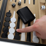 15" Backgammon Black by WE close up of the board and pieces.