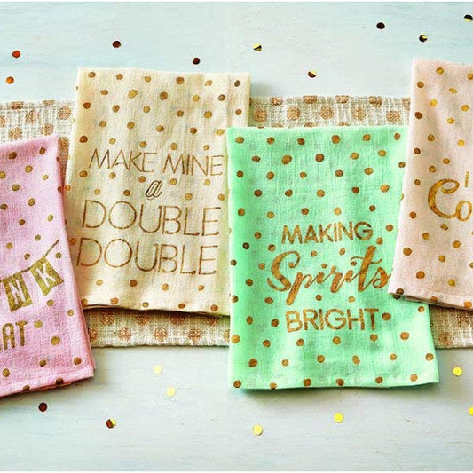 Holiday Spirits bar towels set of 4