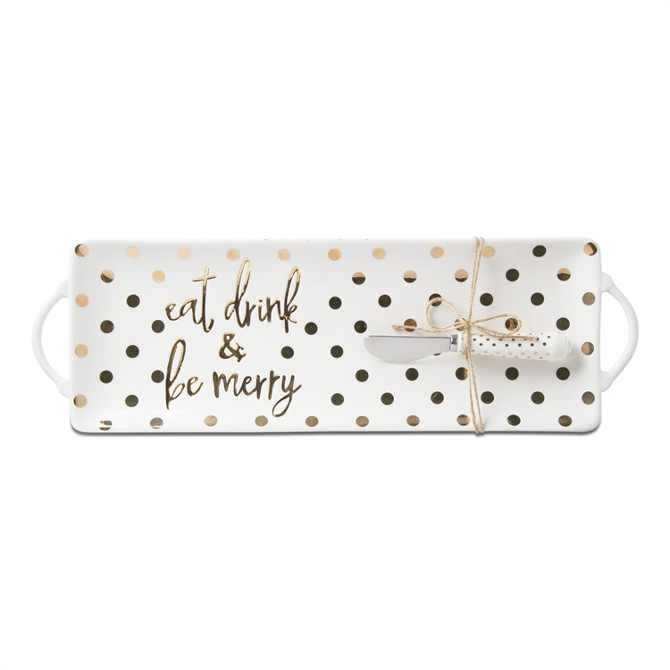 Eat Drink & Be Merry platter & spreader set