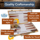 15" Backgammon Tan World Maple by WE showing the features.