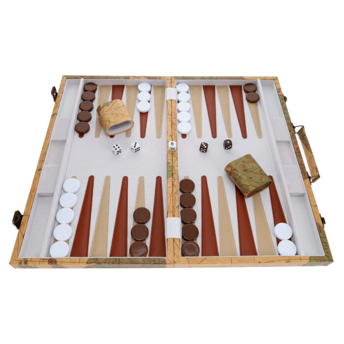 15" Backgammon Tan World Maple by WE open flat