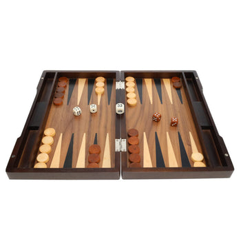 12" Backgammon Walnut Stain Wood WE shown open and flat