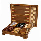 Walnut 7-Games-in-1 Combination Game Set open showing 7 game options.