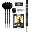 MVG W-Max 90% Tungsten Switch Darts showing the 3 darts, packaging, close up of the barrel, tool and switch points.