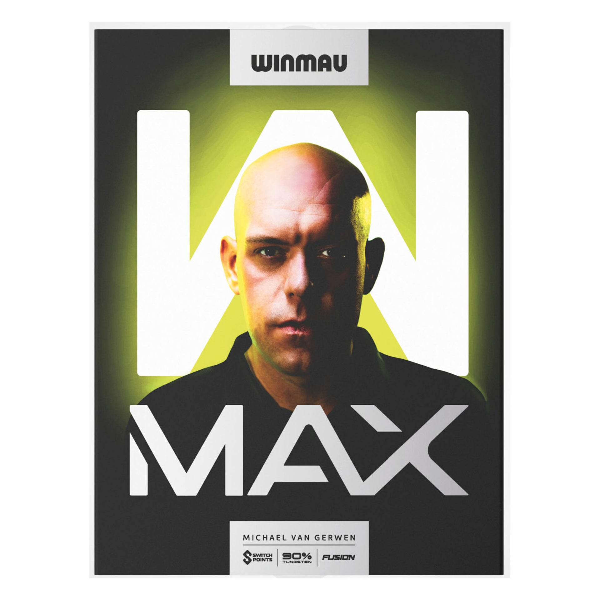 MVG W-Max 90% Tungsten Switch Darts packaging with MVG face on the front