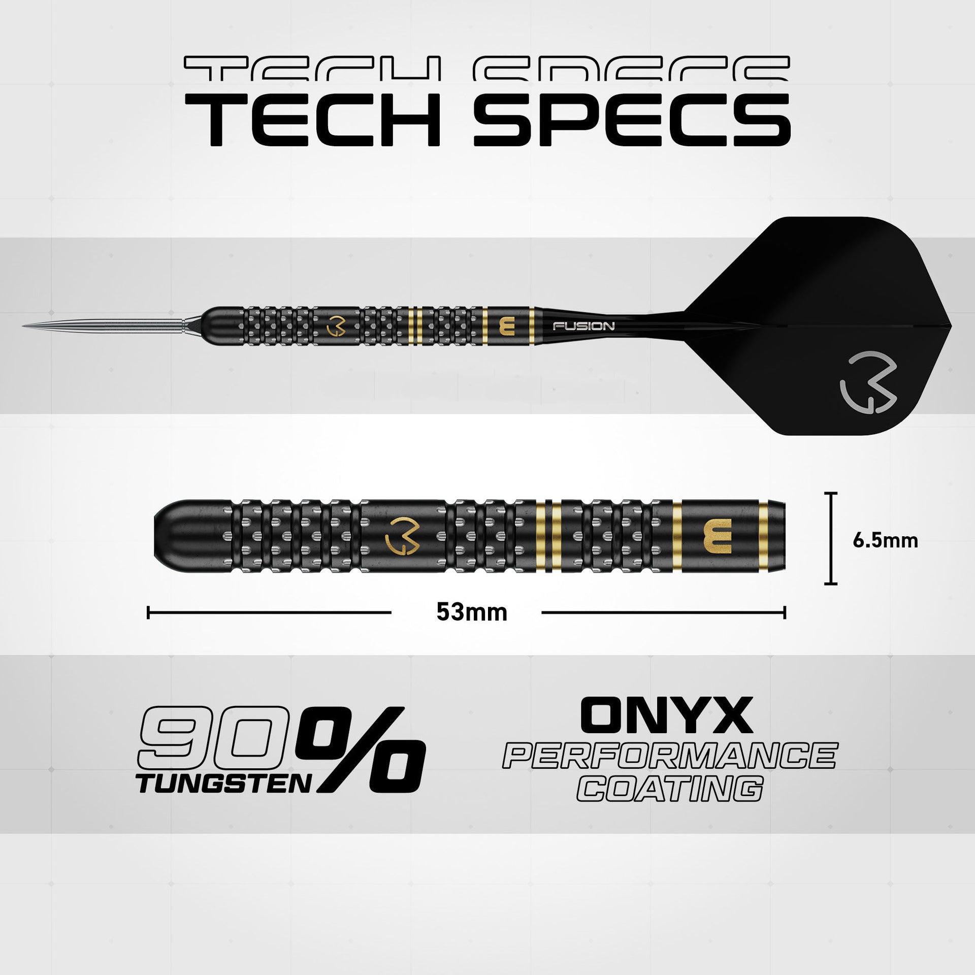 MVG W-Max 90% Tungsten Switch Darts showing the Tech Specs.