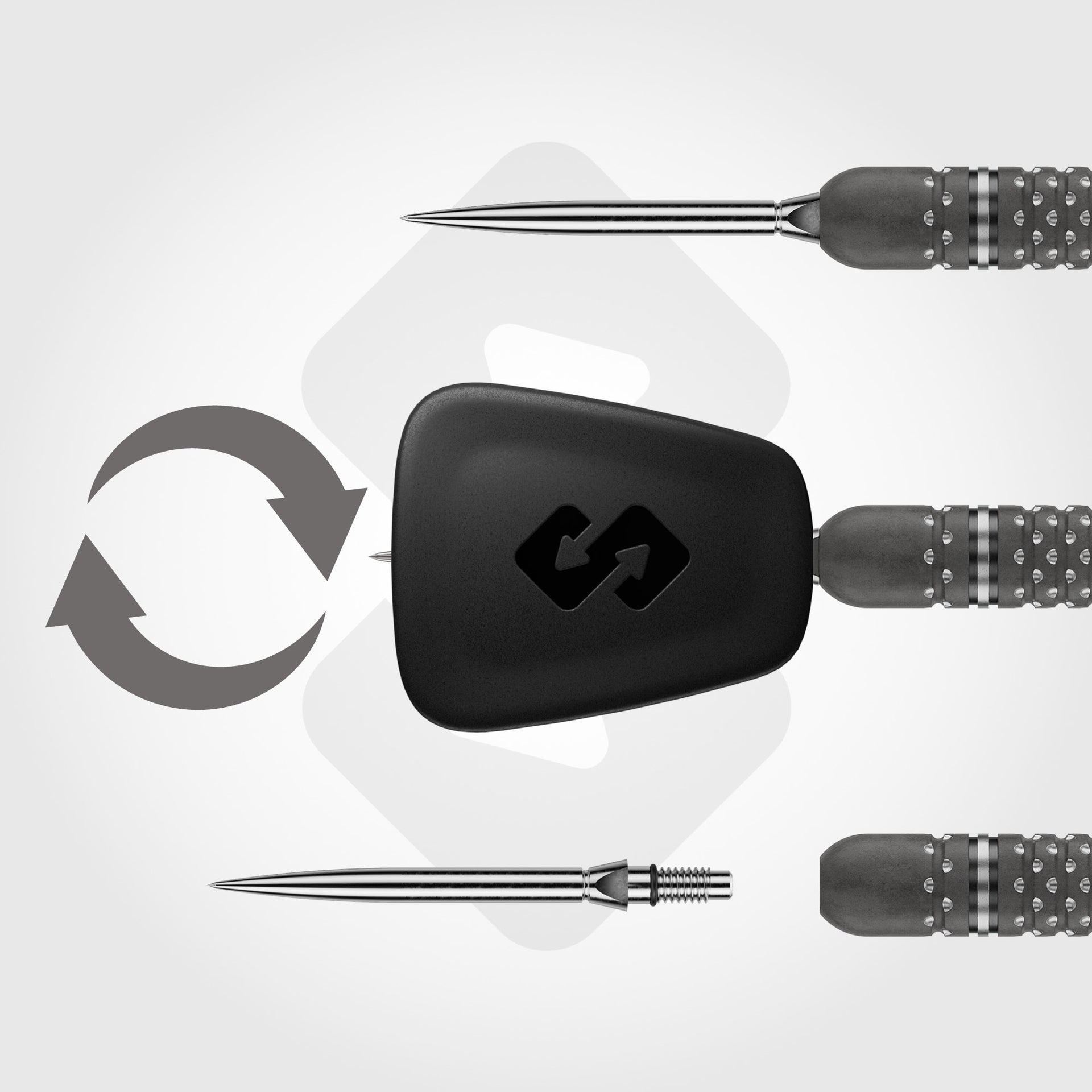 MVG TS-Pro 90% Tungsten Switch Darts showing the switch tool 