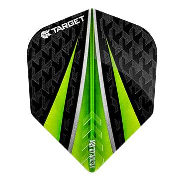 Target Vision Ultra Flights No. 6 dart flights with green and black design, 100 micron thickness, set of 3