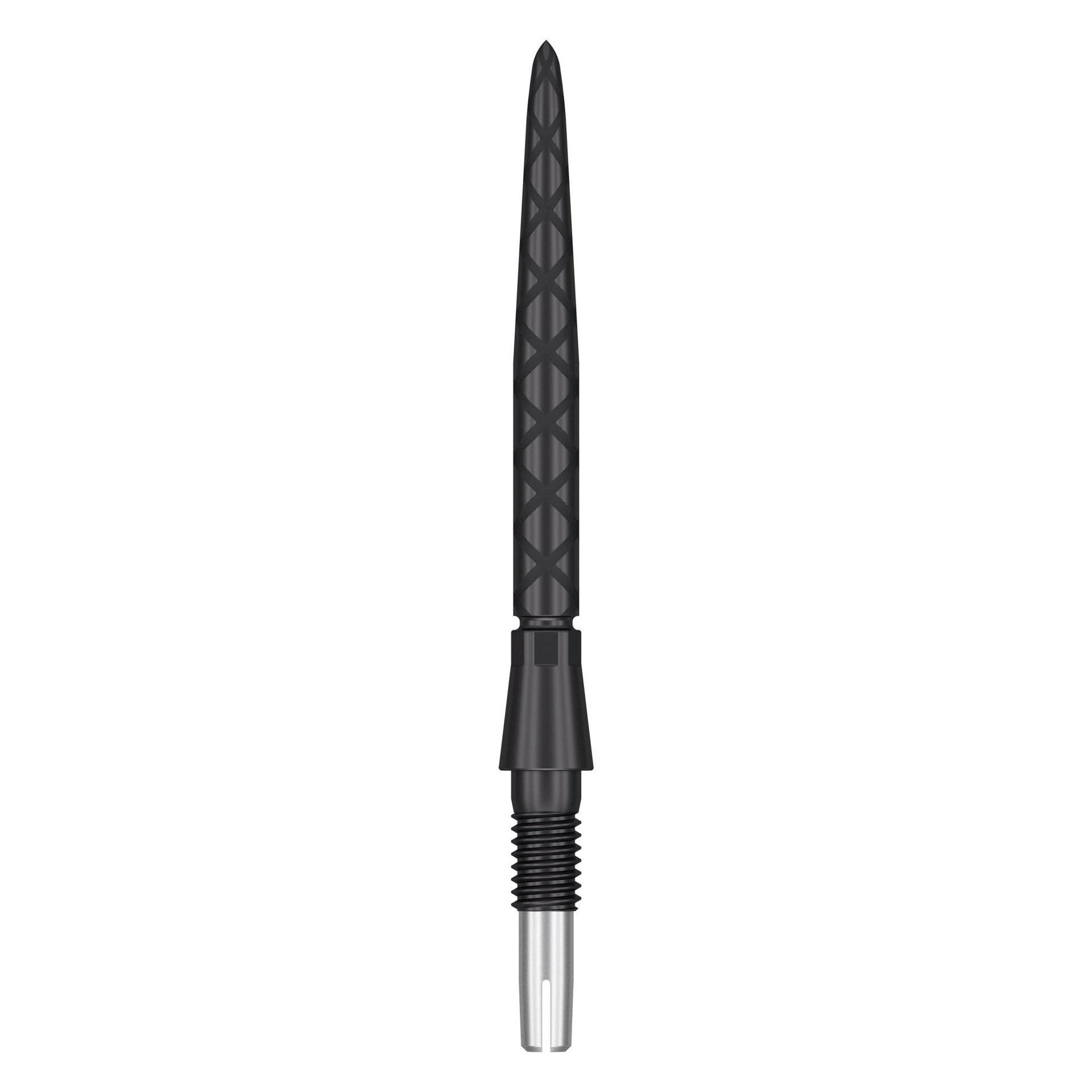 Swiss Storm Diamond points with laser-etched grip and patented locking system for Target Darts SP barrels.