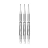 Swiss Storm LNC Points are three silver metal dart points with tapered tips, smooth centres and ridged grip sections.