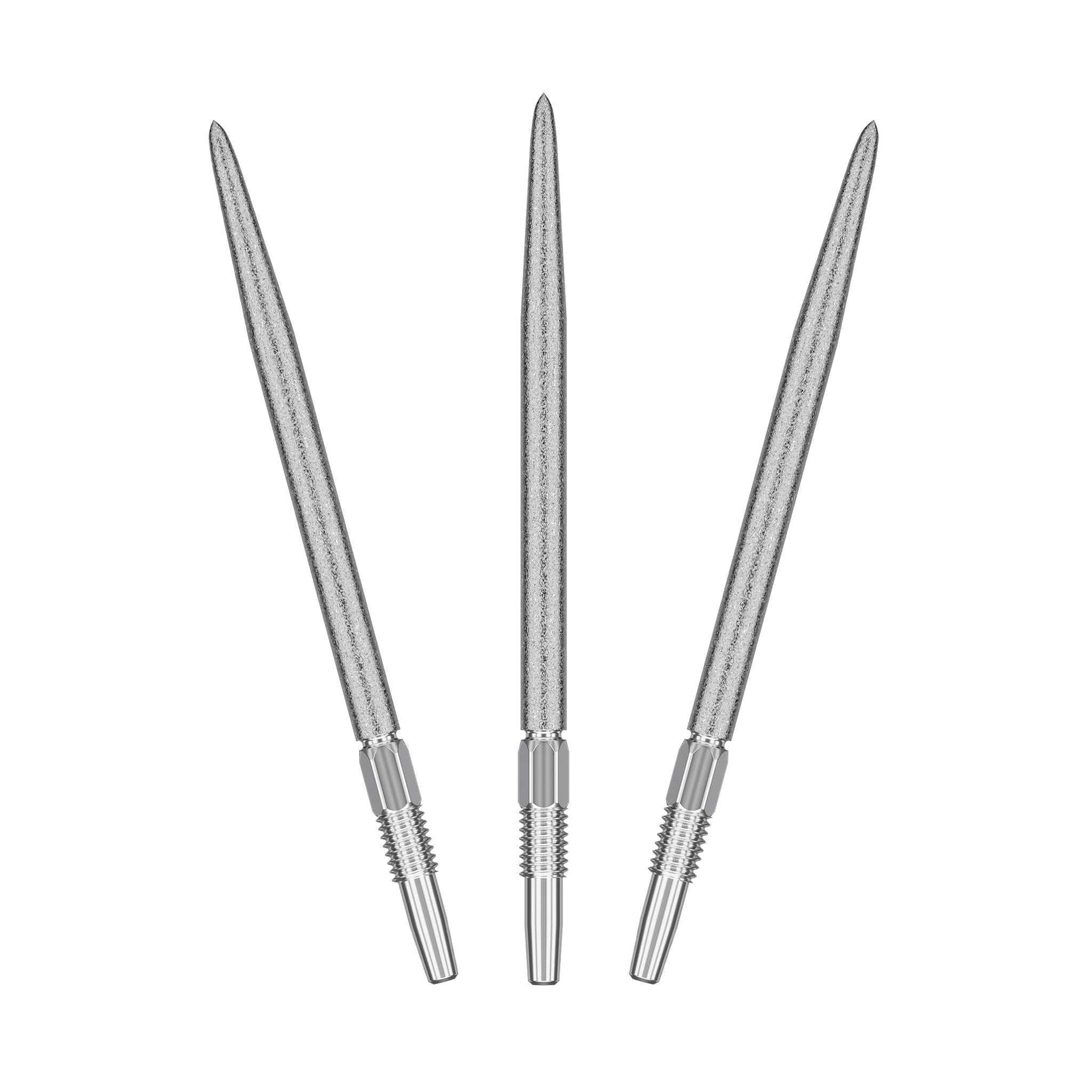 Set of three precision Swiss SLK Points for darts with rough texture and Swiss Point technology for quick, secure swaps.