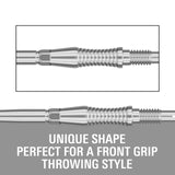 Swiss RST Points silver with text describing their unique shape for front grip throwing style.