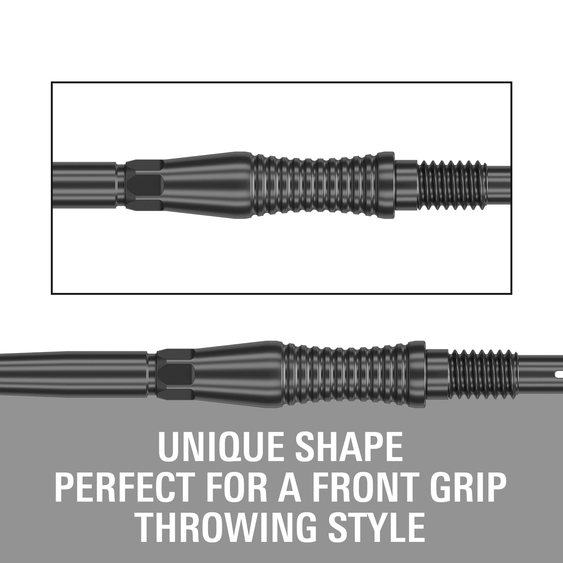 Swiss RST Points black with text highlighting their unique shape for front grip throwing style.