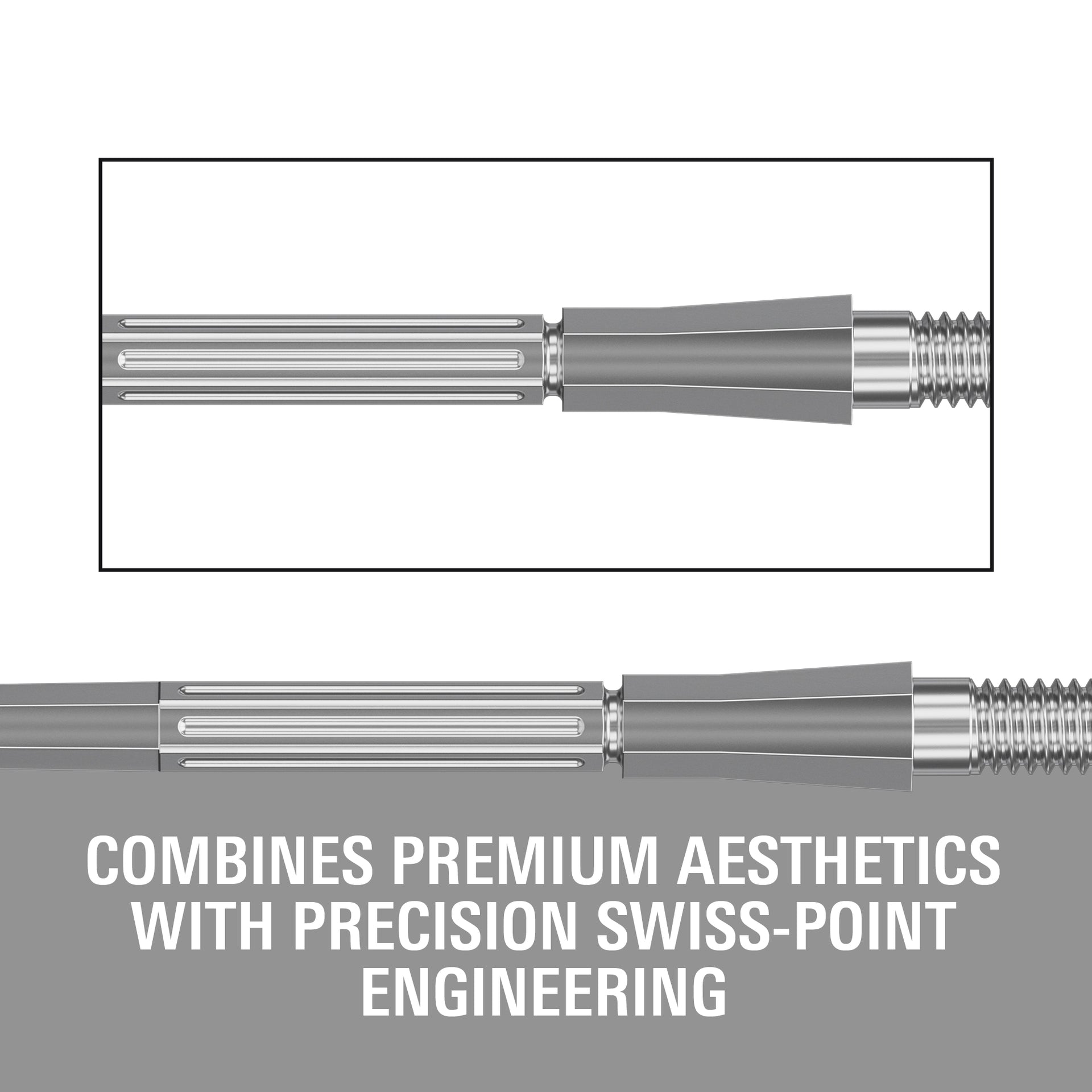 Swiss Elysian Archetype 43 Silver Points with text highlighting premium aesthetics and Swiss-point engineering on a gray background.