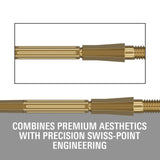 Swiss Elysian Archetype 43 Gold Points  with text highlighting premium aesthetics and Swiss-point engineering.