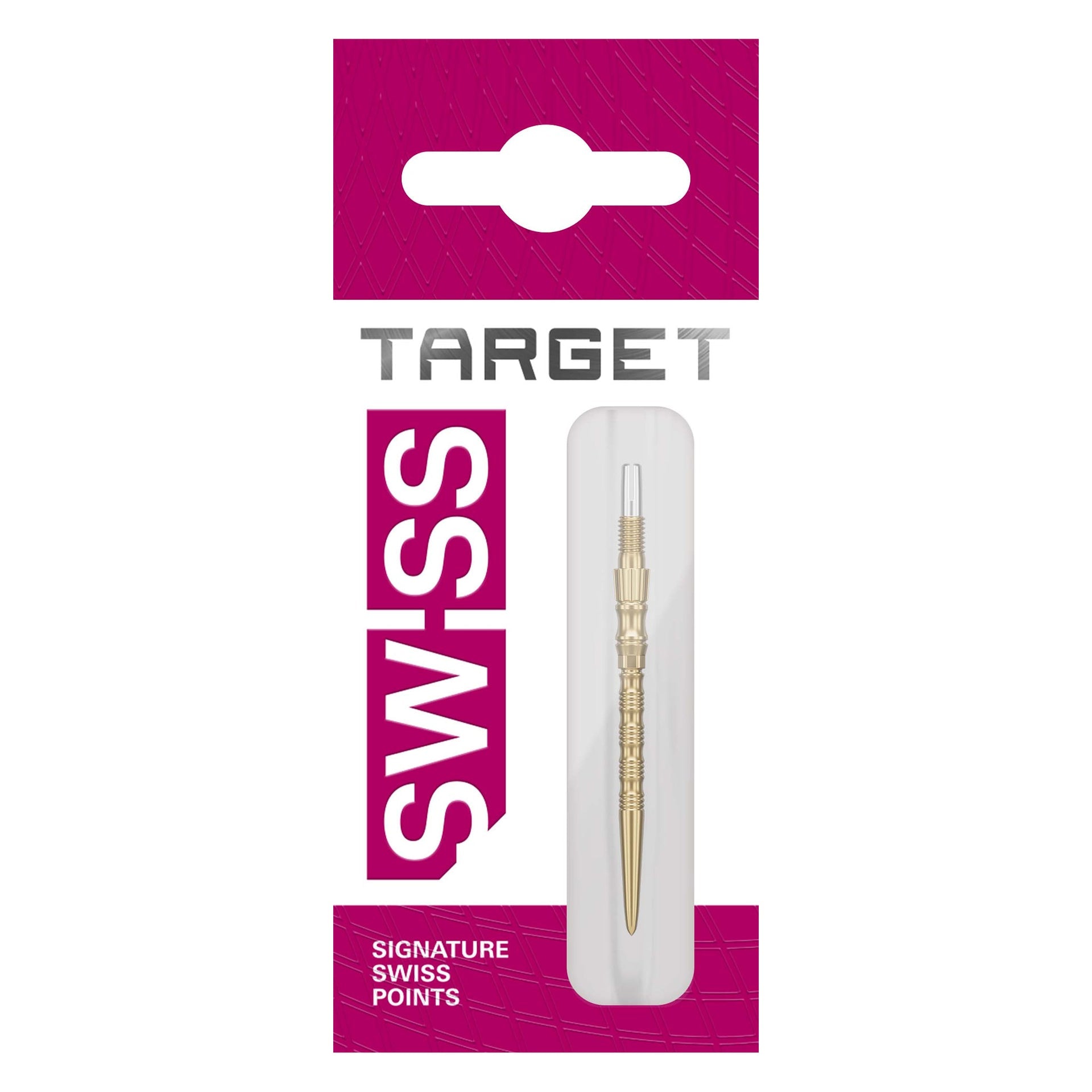 Packaging of Swiss Signature TRB Gold points with a pink and white design.