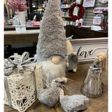 Santa Gnome Grey Sitting w/Dangling Legs