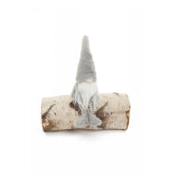Santa Gnome Grey Sitting w/Dangling Legs