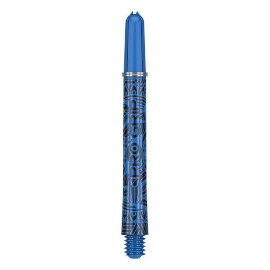 Blue Ink Pro Grip nylon dart shaft with tattoo-themed design and threaded end