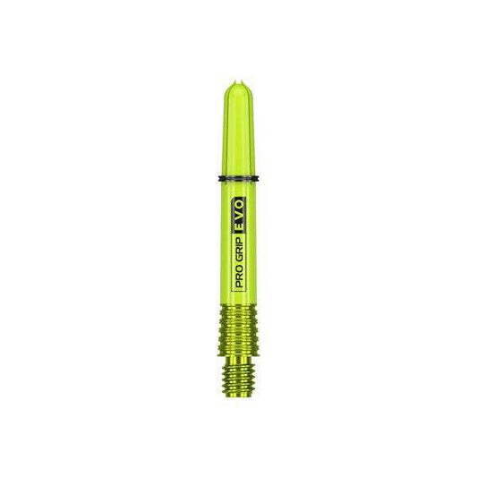 Pro Grip EVO aluminium shaft with nylon top in bright green for darts