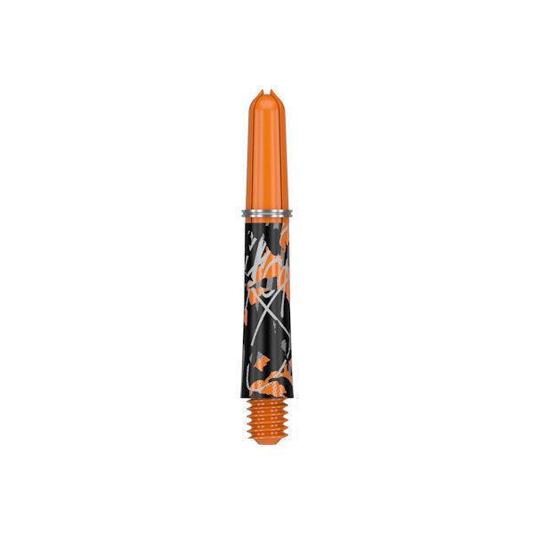 Pro Grip Icon Nylon Shaft with vibrant orange and black design for professional darts