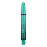 Pro Grip Sera Shaft in teal color for darts with threaded end and logo design