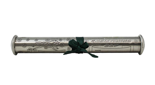 Pewter Christening Certificate Tube