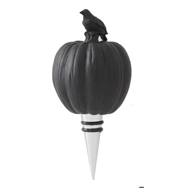 Halloween Bottle Stopper black pumpkin with crow