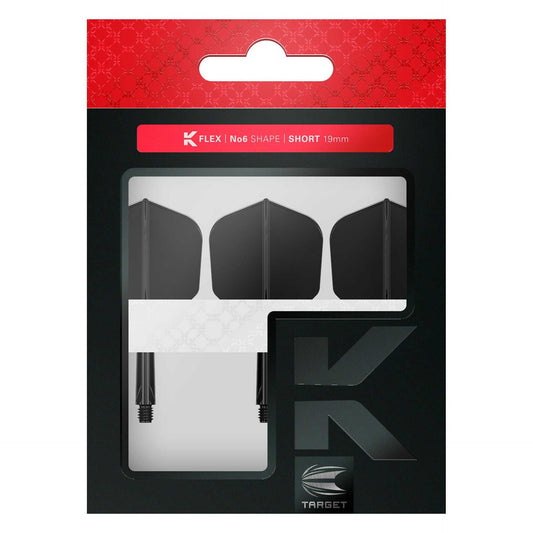 K-Flex Shape No.6 integrated black flight and shaft system for darts packaging