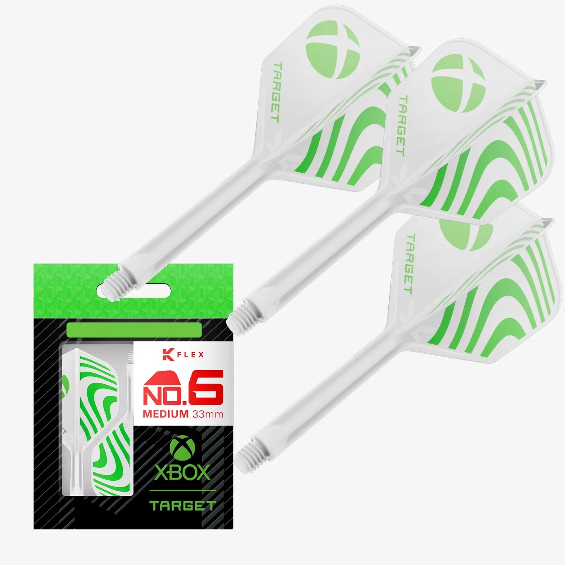K-Flex Standard No.6 Flight & Shaft XBOX with green patterns on a white background, featuring Target branding.
