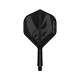 Black dart flight with geometric design on a white background