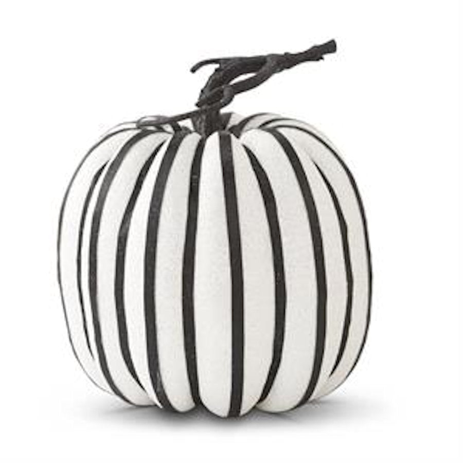 Black & White Glitter Striped Pumpkins (Set of 2) 41064A room close up large pumpkin