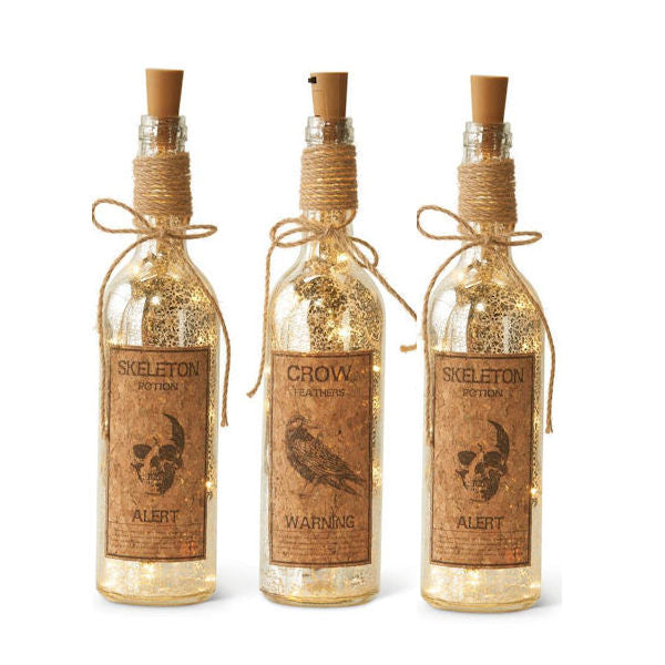 LED Mercury Glass Halloween Bottles (Set of 3) 41085A