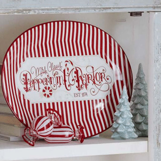 16.5" Peppermint Parlour Serving Tray on display
