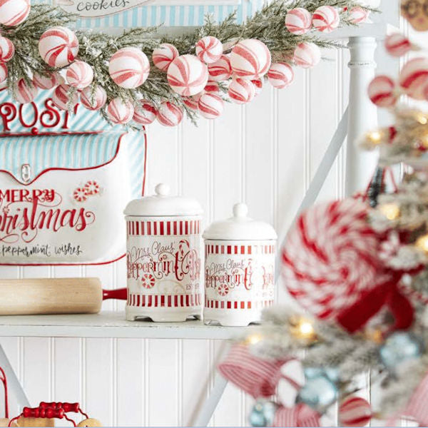 8" Peppermint Parlour Lidded Containers (Set of 2)