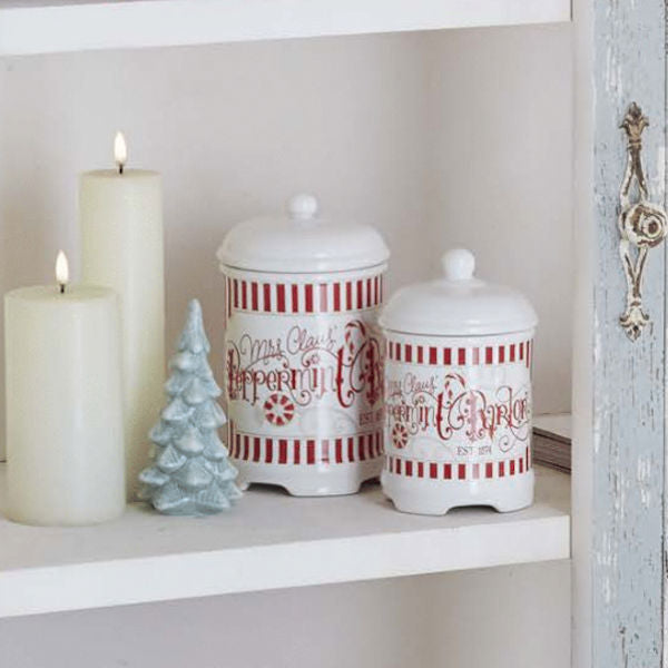 8" Peppermint Parlour Lidded Containers (Set of 2)