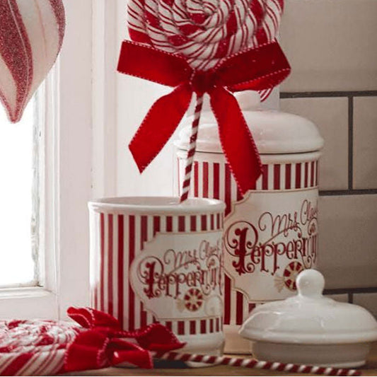8" Peppermint Parlour Lidded Containers (Set of 2)