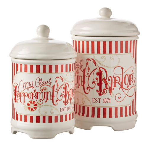8" Peppermint Parlour Lidded Containers (Set of 2)