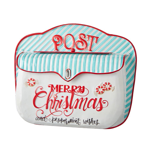 13.75" Peppermint Wishes Embossed Mailbox
