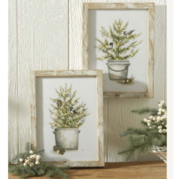 Potted Tree w/Birds Wooden Lighted Artwork (Set of 2) room setting