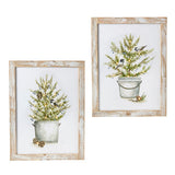 Potted Tree w/Birds Wooden Lighted Artwork (Set of 2)