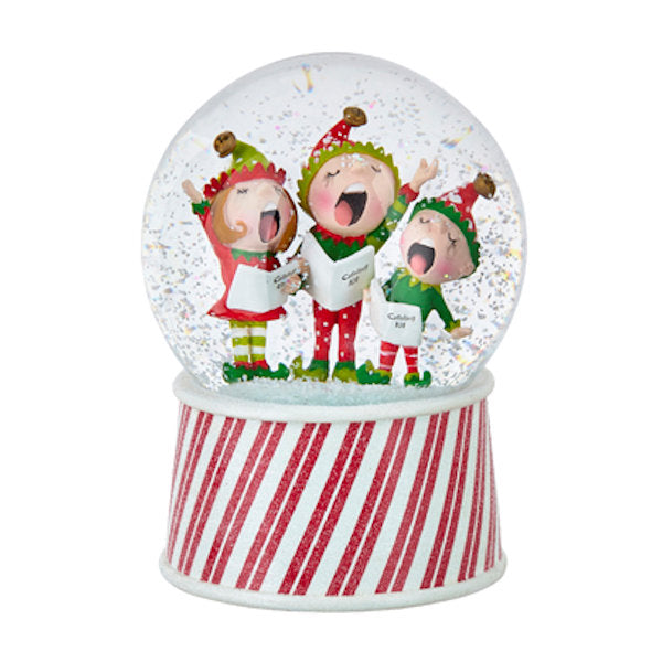 5.5"  Caroling Elves Musical Water Globe