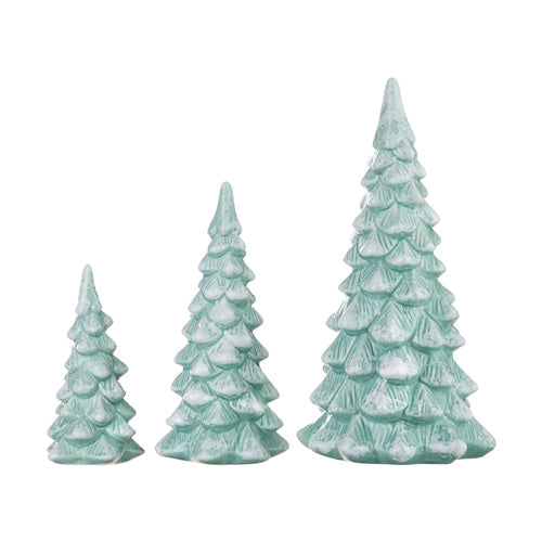 10.5" Snowy Blue Trees (Set of 3)