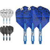 Professional Player INK tattoo-themed darts flights and shafts set with 3 colorways and durable design