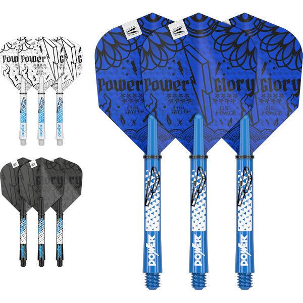 Professional Player INK dart flight and shaft kit with tattoo-themed design, 3 color sets, durable No.6 flights, and Pro Grip shafts