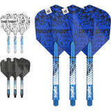 Professional Player INK dart flight and shaft kit with tattoo-themed design, 3 color sets, durable No.6 flights, and Pro Grip shafts