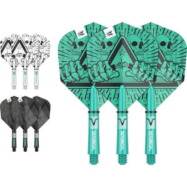 Professional Player INK tattoo-themed dart flights and shafts kit with 3 colorways and durable No.6 flights