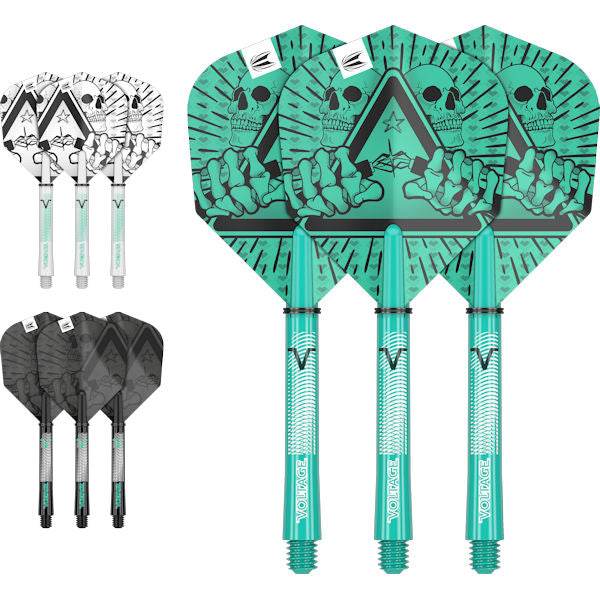 Professional Player INK tattoo themed dart flights and shafts kit with three colorways and durable 100-micron No.6 flights