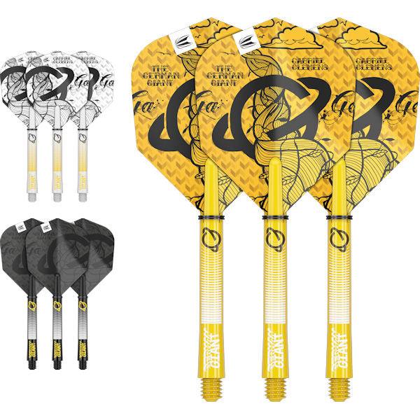 Professional Player INK Flight and Shaft Kit with tattoo-themed dart flights and Pro Grip shafts in three colorways